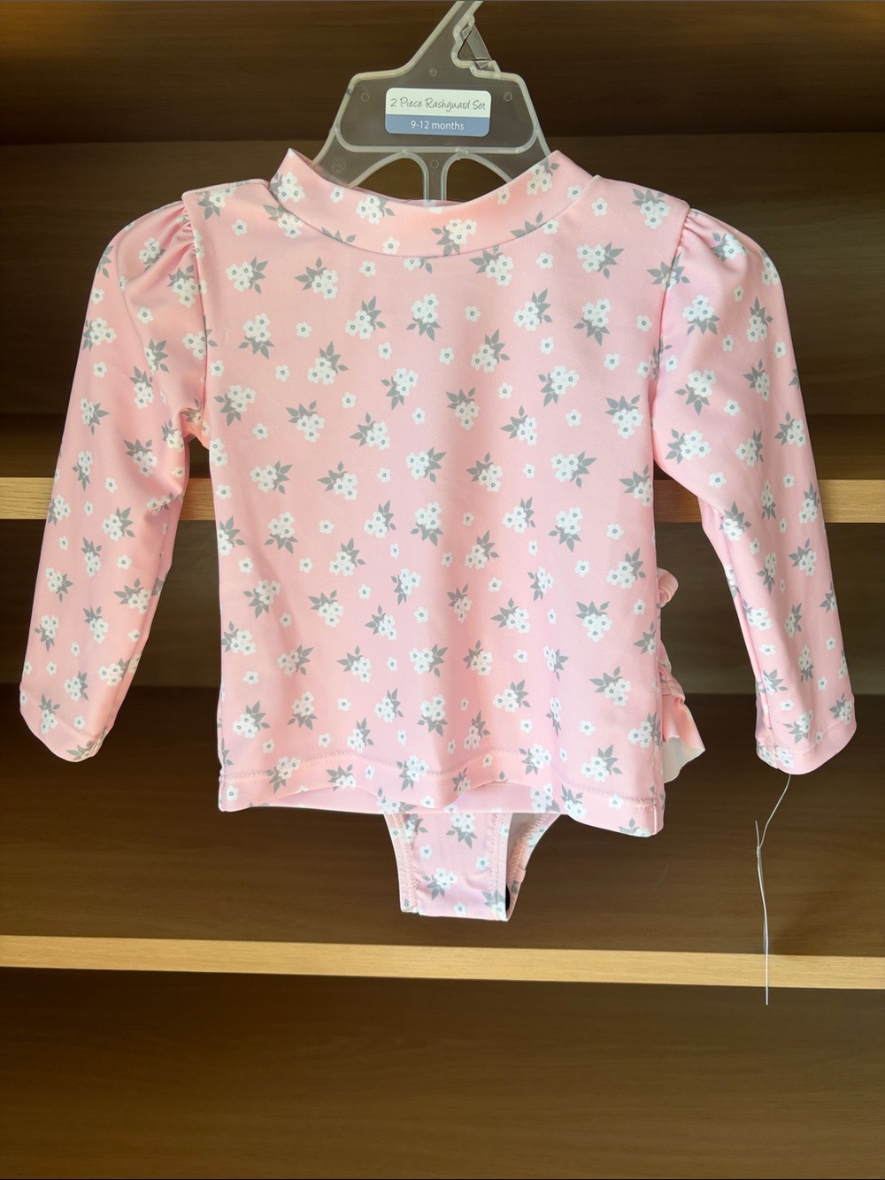 ✨$15✨🌸Hudson Baby 2-Piece Swim Rashguard Set | Pink / White Flowers | 9-12m NWT